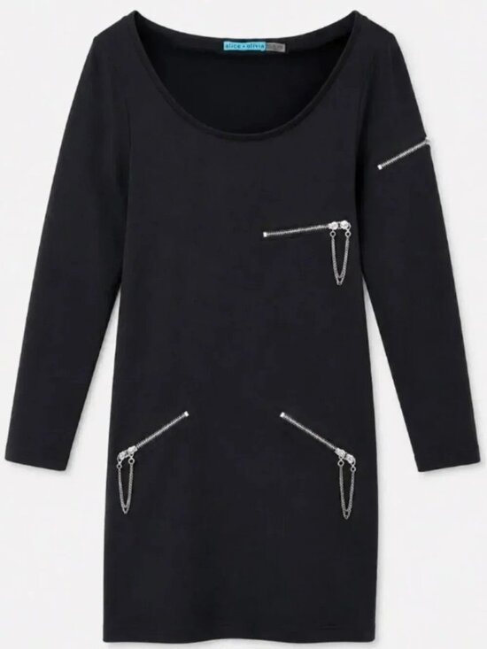 Alice + Olivia Dresses & Skirts - RARE Alice + Olivia Minimalist Y2K Zipper Detail Sweater Minidress Black